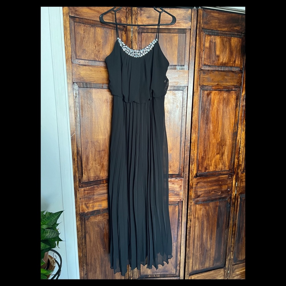 Black maxi dress with rhinestones